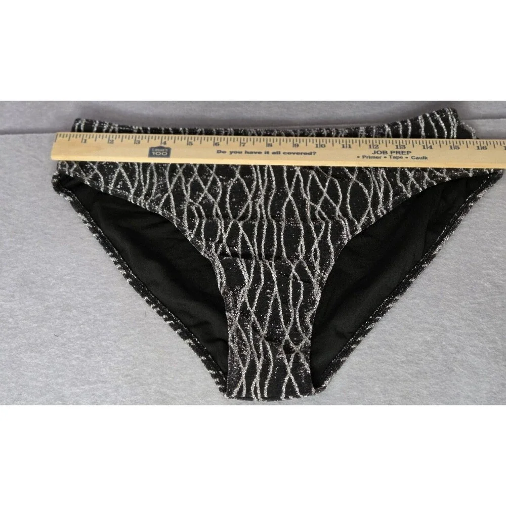 CUPSHE Black/Silver Metallic Bikini Sz XL Set Gold Beaded Straps 2 Pc Swimwear